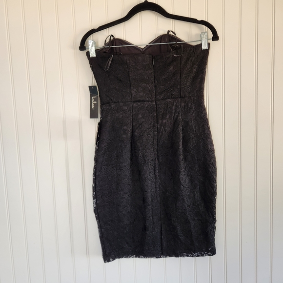 NEW LULUS Black Floral Lace Sweetheart Neckline Strapless Mini Dress LBD XS - Picture 4 of 8